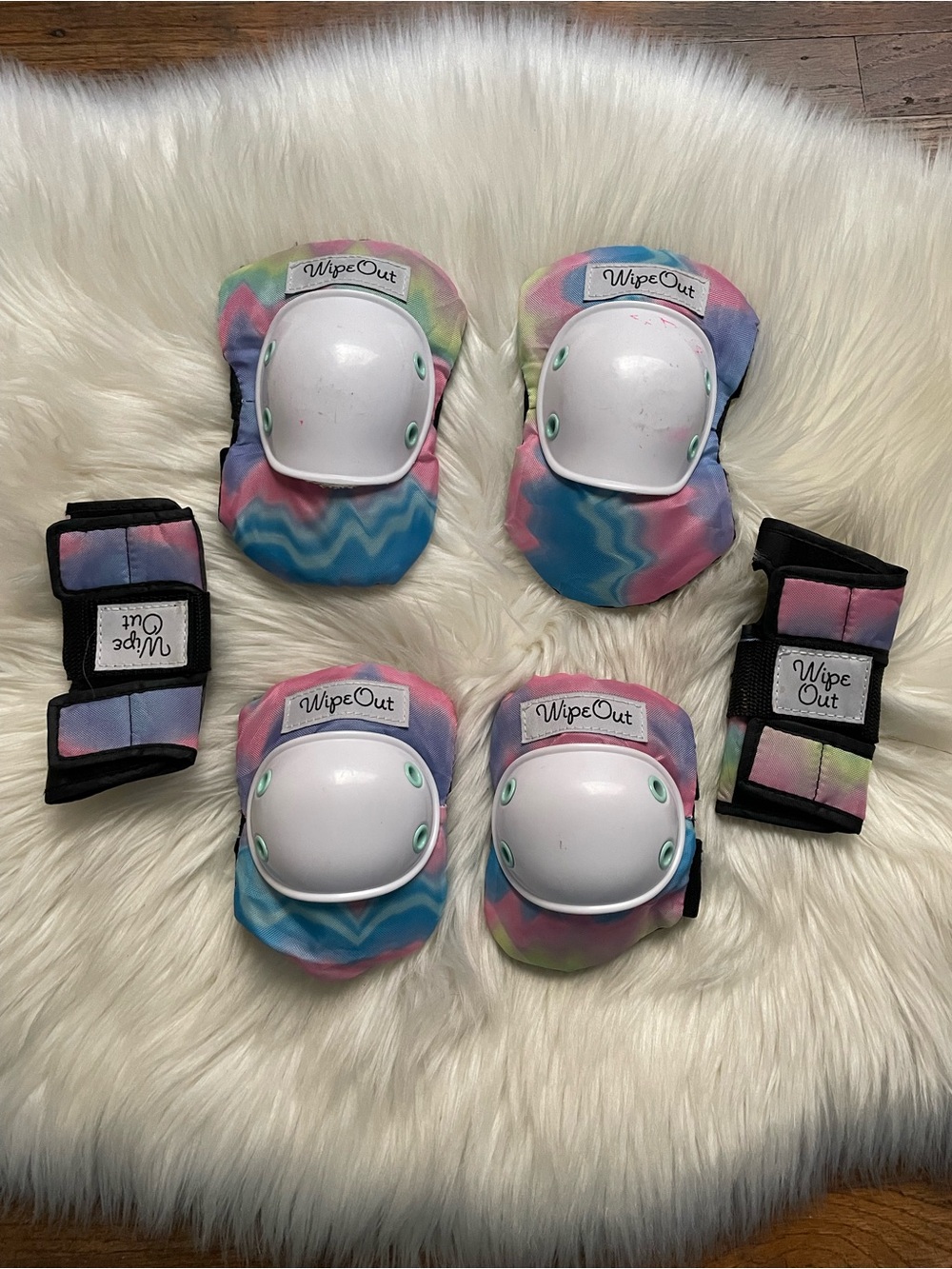Kids Multicolor Pastel Protective Knee and Elbow Pads Set